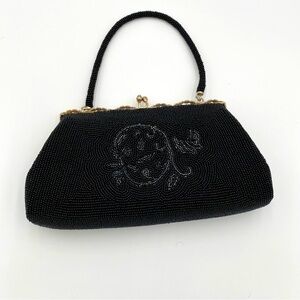 Beaded‎ Y2K Vintage Formal Party Wedding Gala Handbag Change Purse Clutch Black